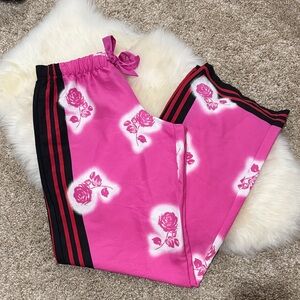 NWOT Victoria’s Secret Satin Lounge Draw String Pink Floral Pajama Pants Size XS